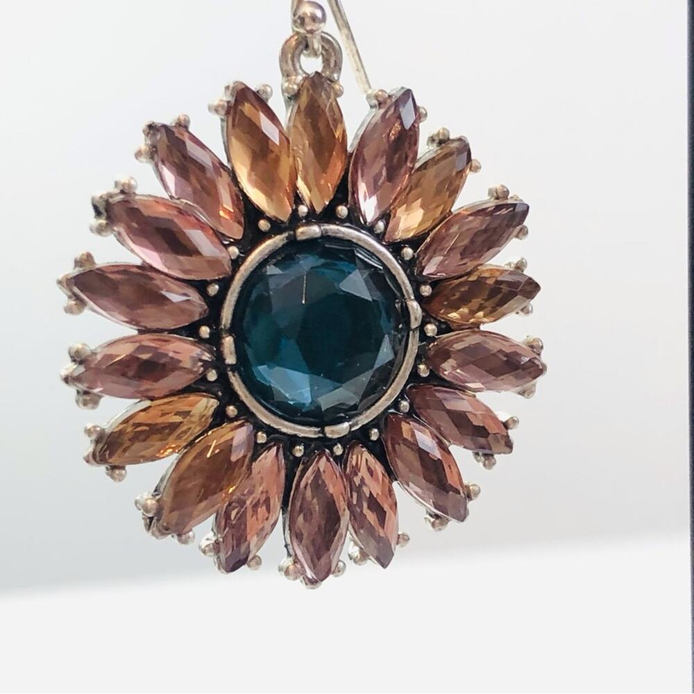 Sunflower Burst Cut Glass Earrings - Picture 2 of 16